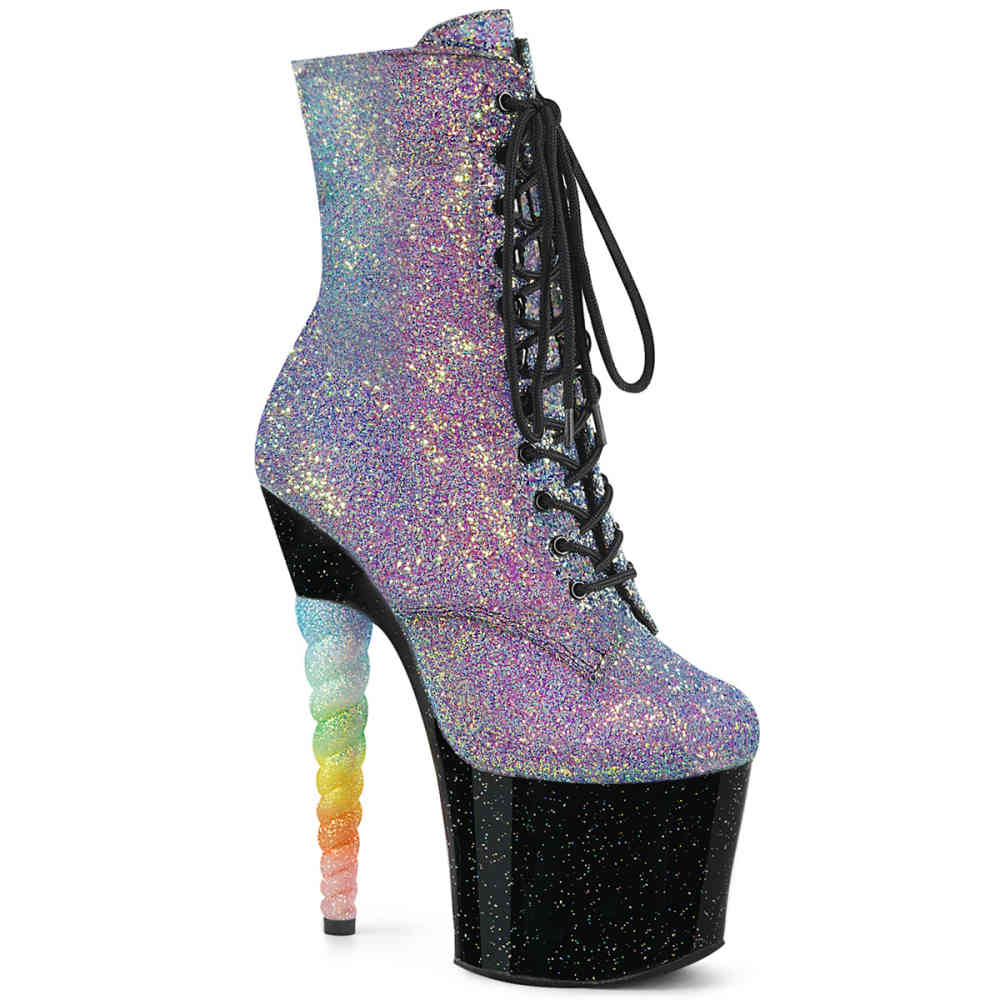 Pleaser - UNICORN-1020G Plateau Laarzen, Paaldans schoenen - Paaldans schoenen - Paars/Blauw